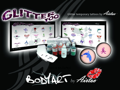 GLITTER TATTOO'S and AIRBRUSH TATTOO'S. Hopper's Bouncies supplies every 